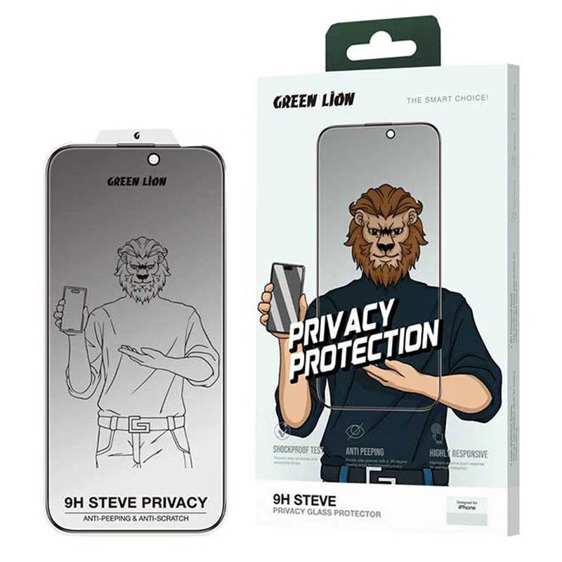محافظ صفحه نمایش حریم خصوصی گرین لاین مدل 9H Steve privacy مناسب برای گوشی موبایل اپل iphone 16 pro 