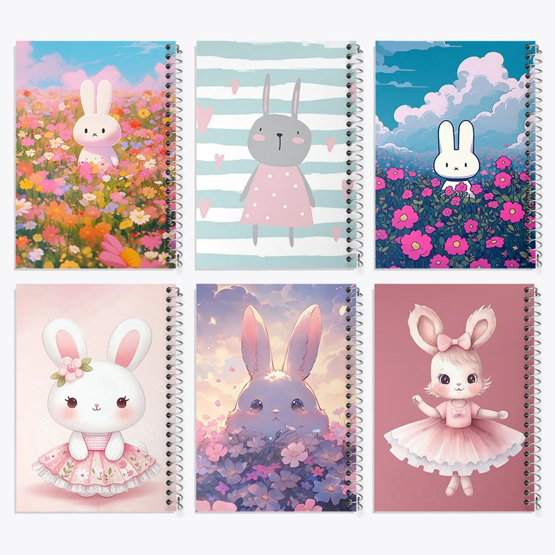 دفتر مشق 50 برگ خندالو طرح خرگوش بامزه کد 877 مجموعه 6 عددی