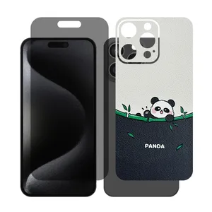 Glass Together model privacy screen protector suitable for Apple iPhone 15 Pro Max mobile phone with cover sticker on the back of the phone