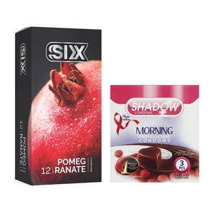 کاندوم سیکس مدل Pomegranate بسته 12 عددی به همراه کاندوم شادو مدل Morning بسته 3 عددی