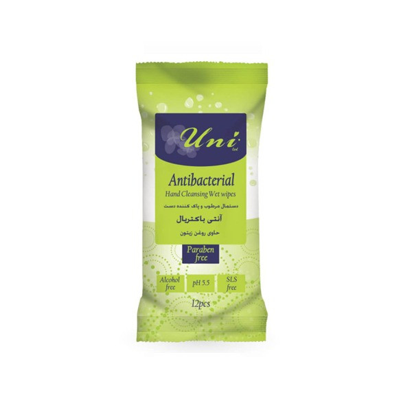 دستمال مرطوب یونی لد مدل آنتی باکتریال بسته 12 عددی