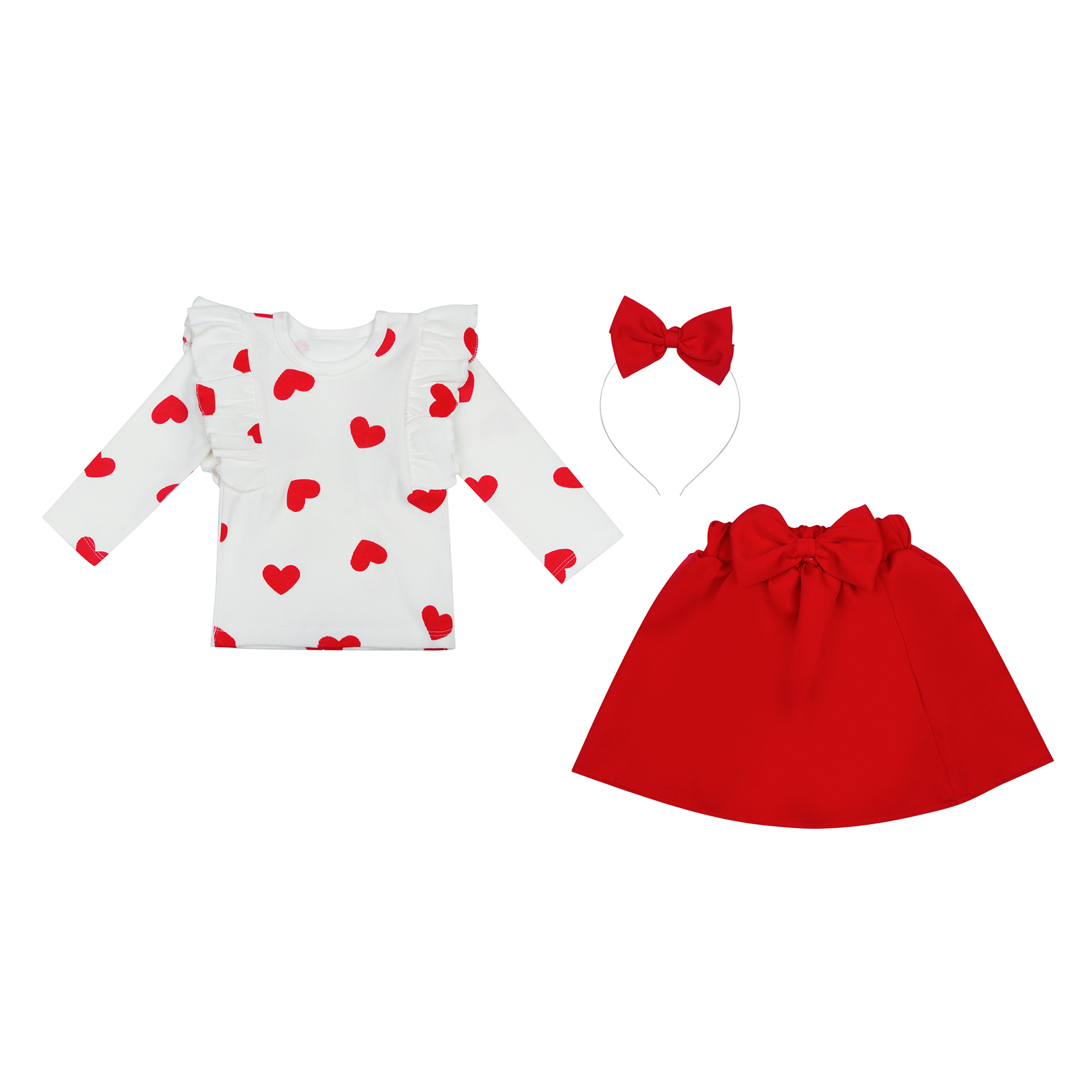 ست 3 تکه لباس دخترانه مدل قلبی