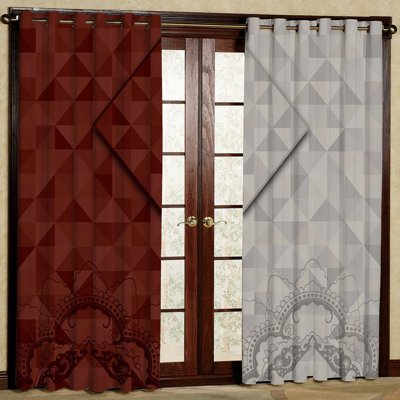 پرده طرح پایین حاشیه دار مدل مخمل پانچی کد 2_42-4142 W سایز 140x280 سانتی متر