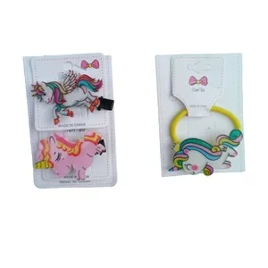 ست گیره و کش مو دخترانه مدل اکلیلی سرامیکی طرح یونیکورن مجموعه سه عددی