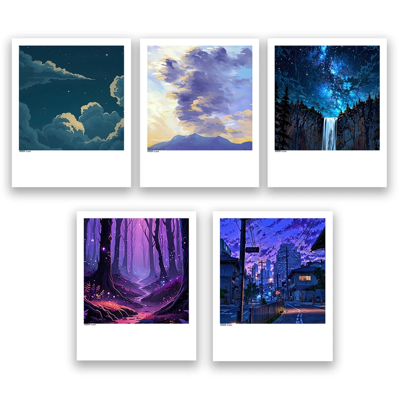 آویز تزیینی عرش مدل فانتزی منظره کد Asa1178 مجموعه پنج عددی