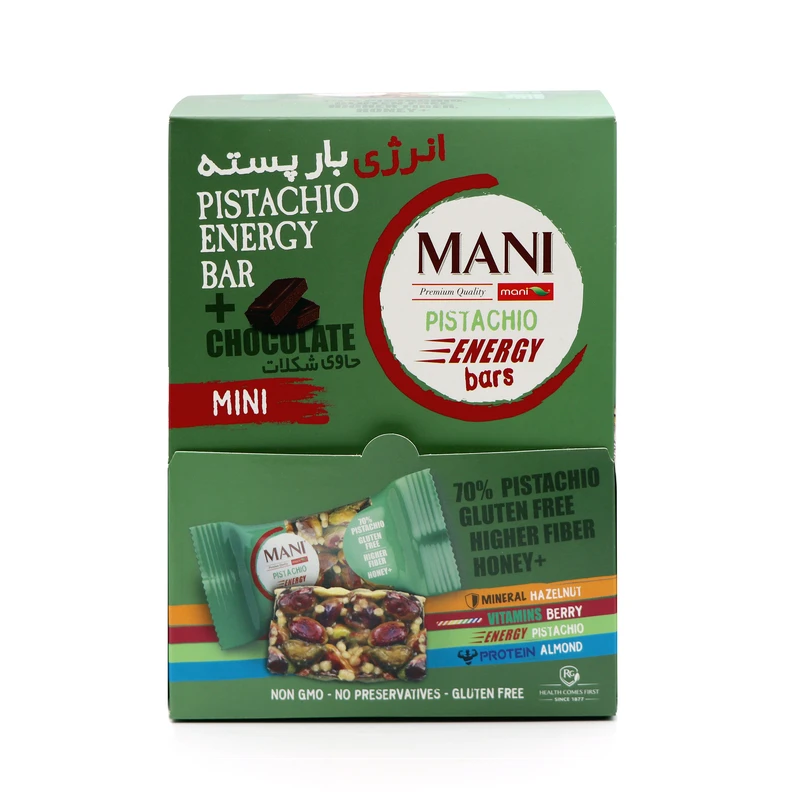 انرژی بار پسته مانی - 15 گرم بسته 20 عددی