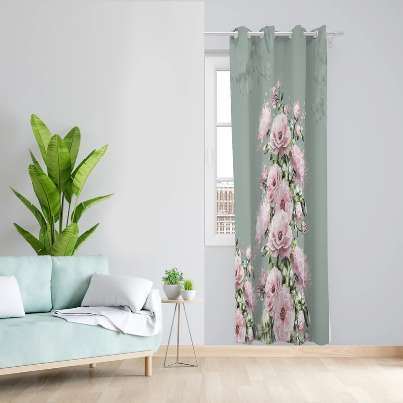 پرده طرح گل مدل مخمل پانچی کد 1397 z سایز 140x200 سانتی متر