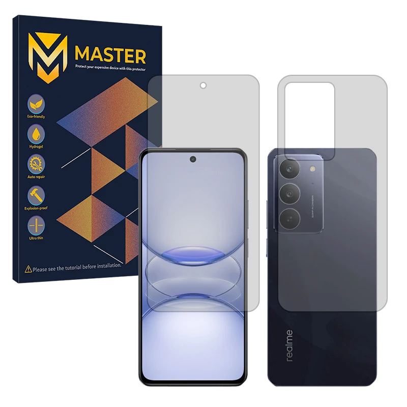 محافظ صفحه نمایش مات مستر مدل هیدروژلی مناسب برای گوشی موبایل ریلمی C75x به همراه محافظ پشت صفحه