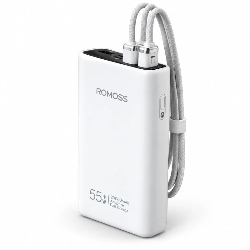 پاوربانک 55 وات روموس مدل PAC20U-162 ظرفیت 12500 میلی‌آمپر‌ساعت به همراه کابل USB-C