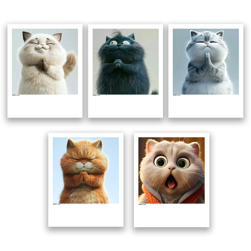 آویز تزیینی عرش مدل فانتزی گربه کد Asa739 مجموعه پنج عددی