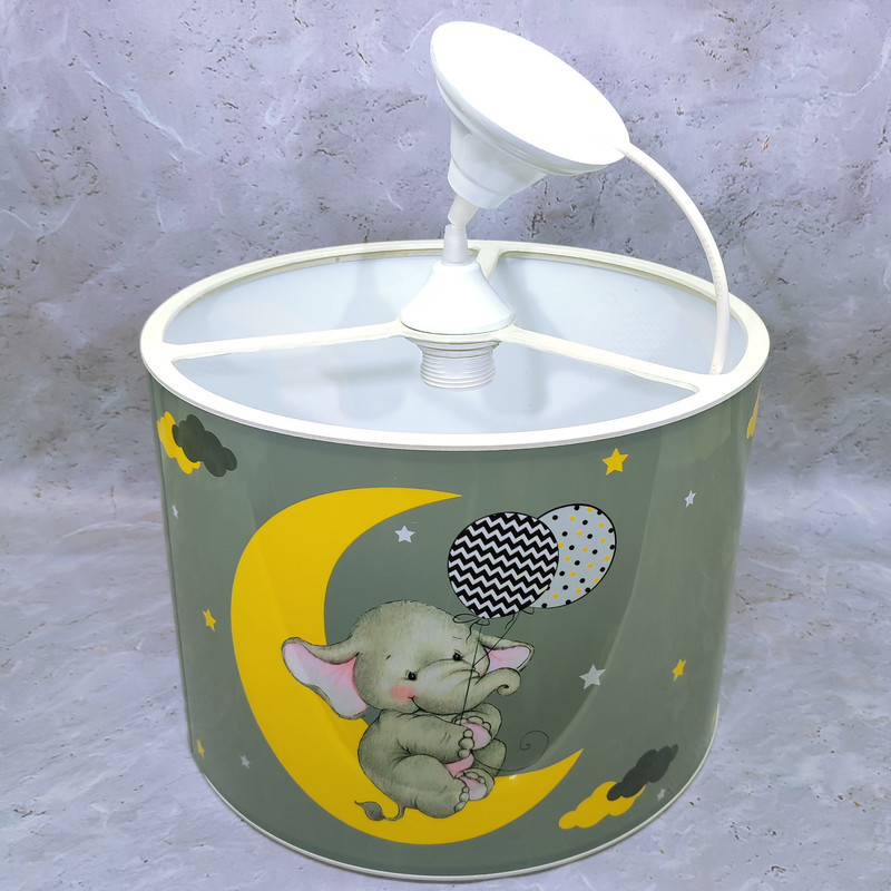 ست لوستر و اباژور اتاق کودک مدل فیل و بادکنک و ماه