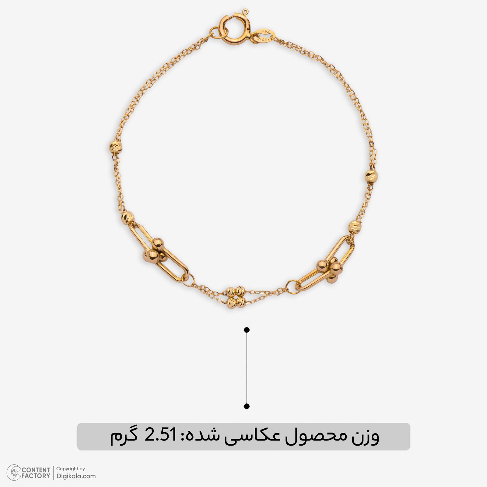 دستبند زنجیری طلا 18 عیار زنانه گلدم مدل B447011 -  - 3