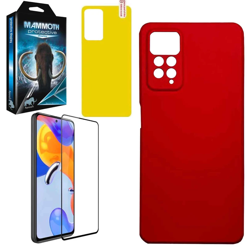 کاور ماموت مدل سیلیکونی مناسب برای گوشی موبایل شیائومی Redmi Note 11 Pro 4G به همراه محافظ صفحه نمایش و برچسب محافظ پشت 