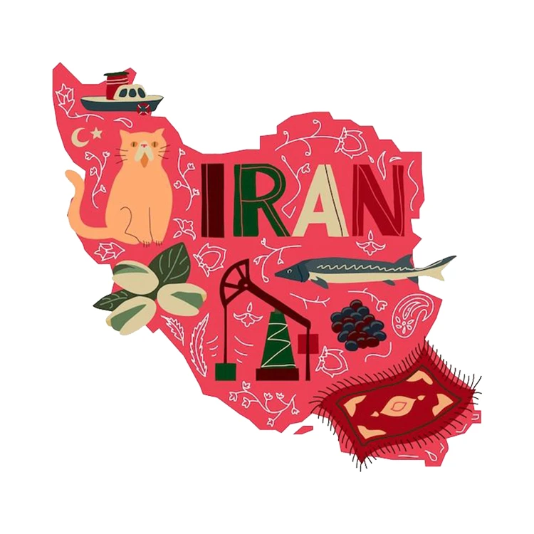 استیکر پارچه و لباس پاد آفرین مدل نقشه ایران کد 2064