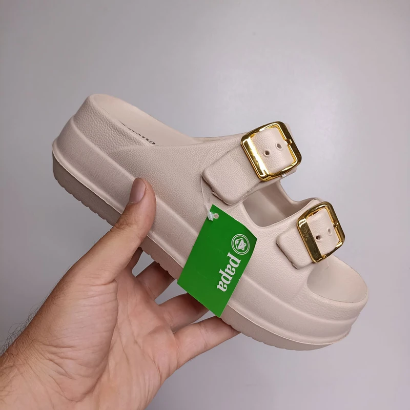 عکس شماره 3 : دمپایی زنانه پاپا مدل نقره کد 1662-cr