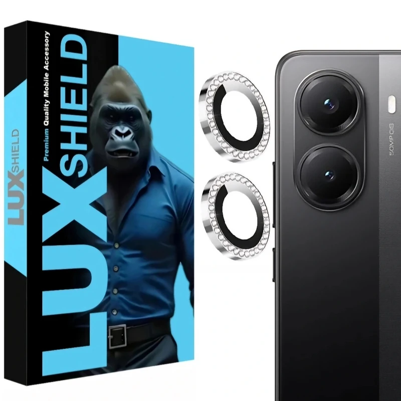 محافظ لنز دوربین فلزی لوکس شیلد مدل نگین دار مناسب برای گوشی موبایل شیائومی POCO X7 Pro