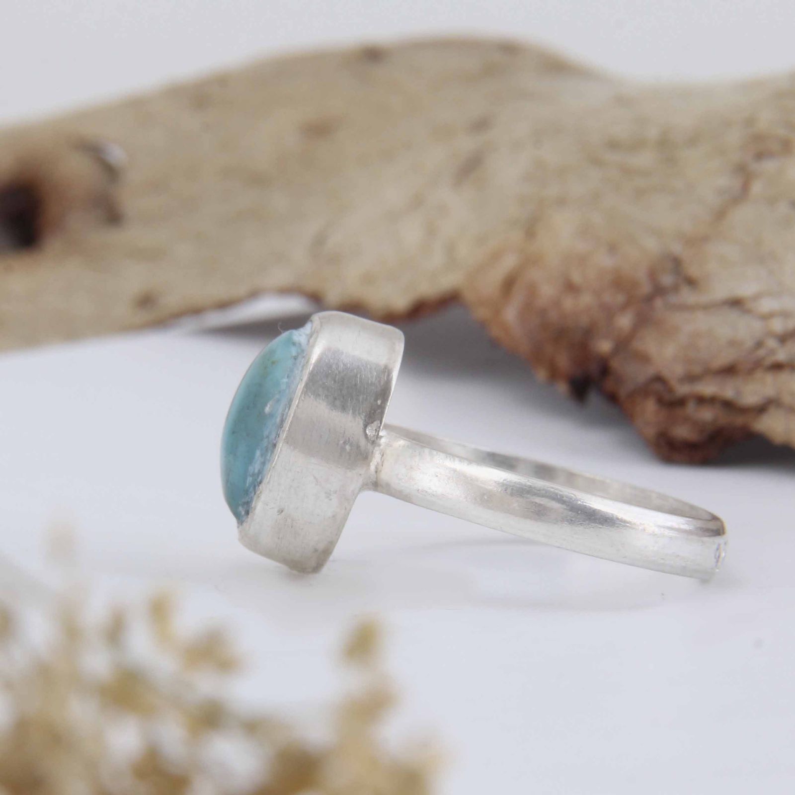 انگشتر نقره زنانه مدل رکاب دست ساز فیروزه نیشابور کد AW_736 - - 3