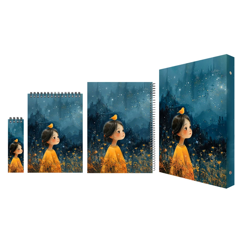 بسته لوازم تحریر پدیده نقش مدل جلد سخت طرح باران بسته 4 عددی