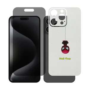Glass Together model privacy screen protector suitable for Apple iPhone 15 Pro Max mobile phone with cover sticker on the back of the phone