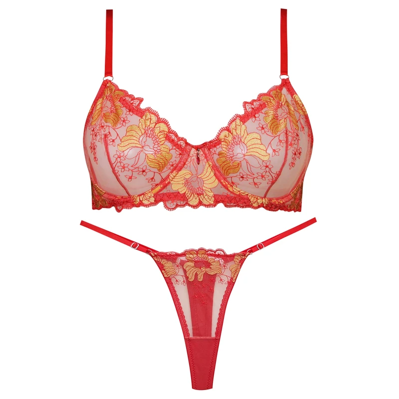 ست شورت و سوتین زنانه فیتن فرخ زادی مدل فنردار گیپور طرح دار کد 4952-4