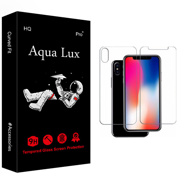 محافظ صفحه نمایش و پشت شیشه ای آکوا لاکس مدل +Pro مناسب برای گوشی موبایل اپلiphone   X
