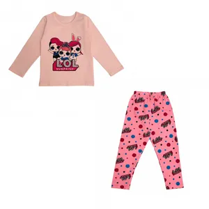 ست تی شرت و شلوار آستین بلند راحتی دخترانه مدل LOL