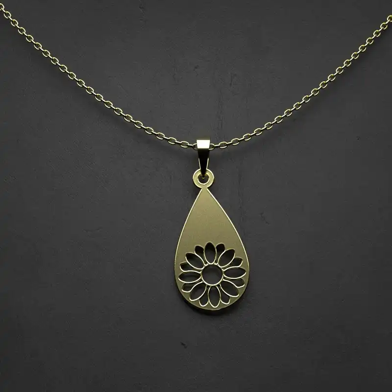 گردنبند طلا 18 عیار زنانه مدوپد مدل  طرح اشک و گل کد NN1128