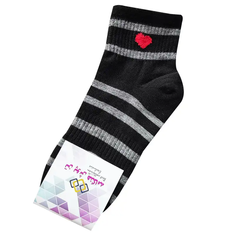 جوراب ساق کوتاه زنانه تن پوش هنگامه مدل راه راه قلبی کد BL01