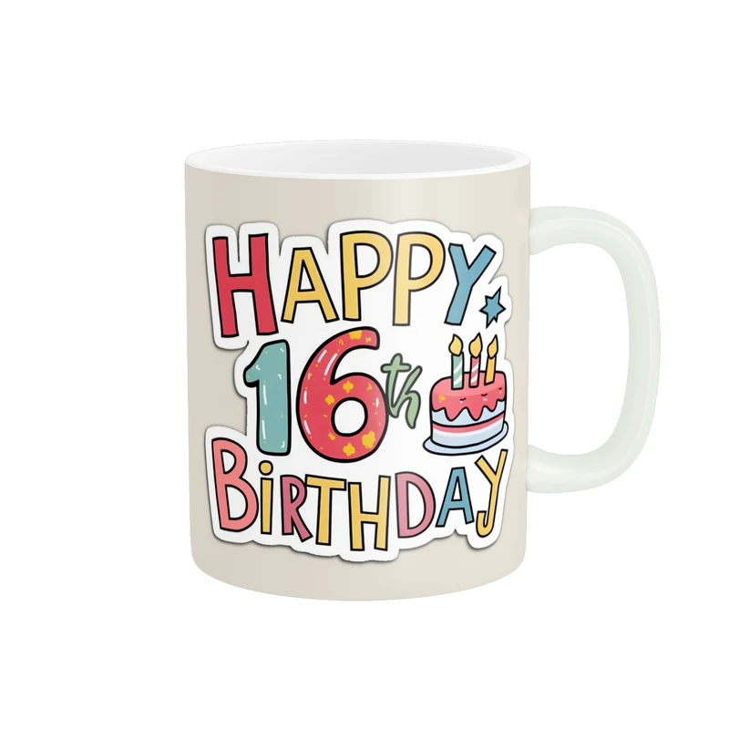 ماگ پادآفرین مدل تولدی طرح تولدت مبارک عدد 16 کد p9295