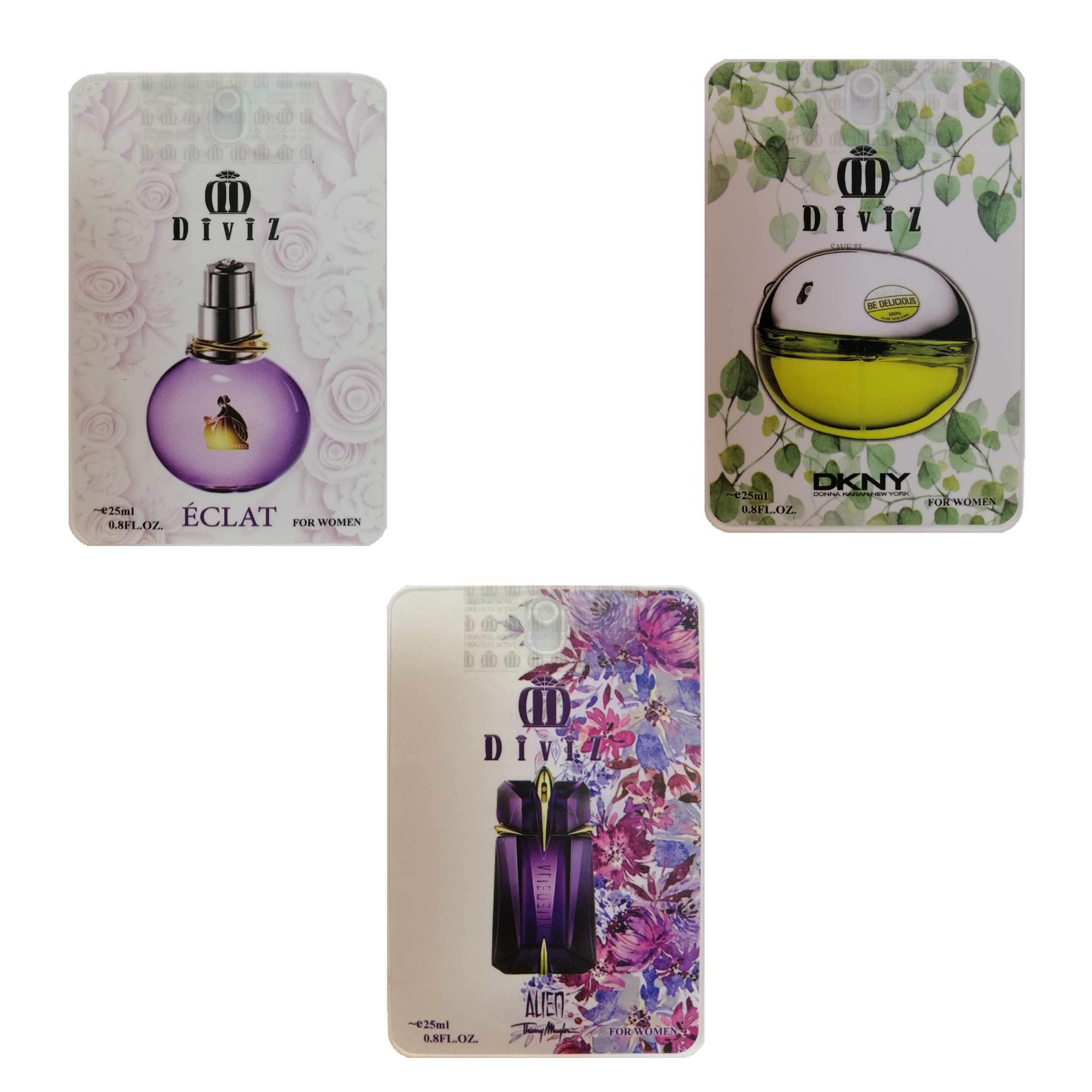 عطر جیبی زنانه دیوایز کد 5 حجم 25 میلی لیتر مجموعه 3 عددی