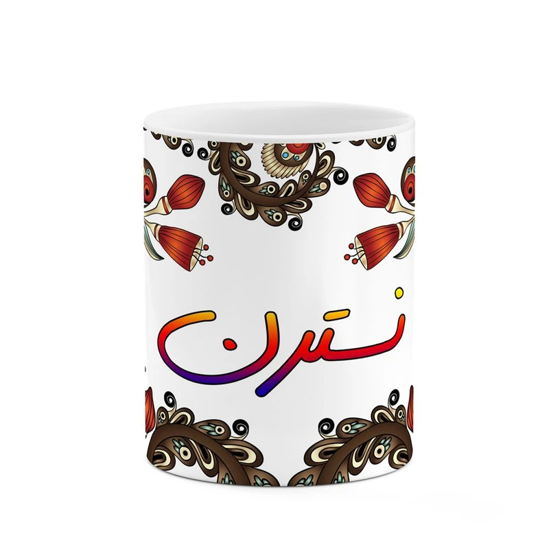 ماگ کاکتی مدل اسم نسترن طرح سنتی گل و بته کد mgh48009