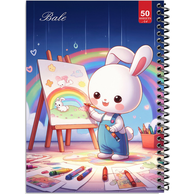 دفتر نقاشی 50 برگ انتشارات بله طرح خرگوش در حال طراحی کد A4-L189