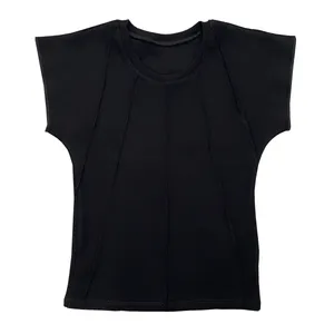 تی شرت آستین کوتاه زنانه مدل خورشیدی کد 26-10 رنگ مشکی