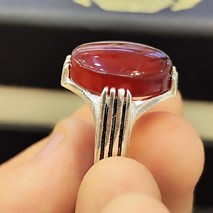 انگشتر نقره مردانه مدل سنگ عقیق رضوی کد 7400 انگشتر نقره مردانه مدل سنگ عقیق رضوی کد 7400