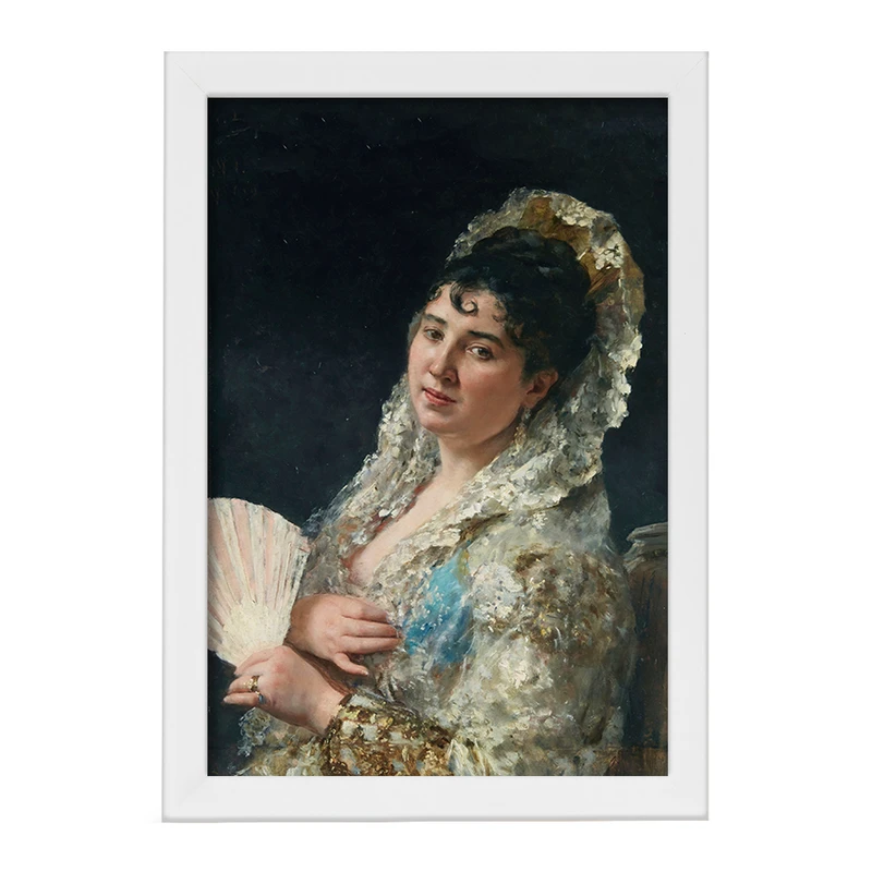 تابلو خندالو مدل نقاشی پرتره از یک بانوی اسپانیایی اثر ادواردو لئون گاریدو  کد F12171