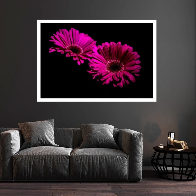 تابلو بکلیت طرح طبیعت و گل ژربرا مدل قاب شاسی W-s8615