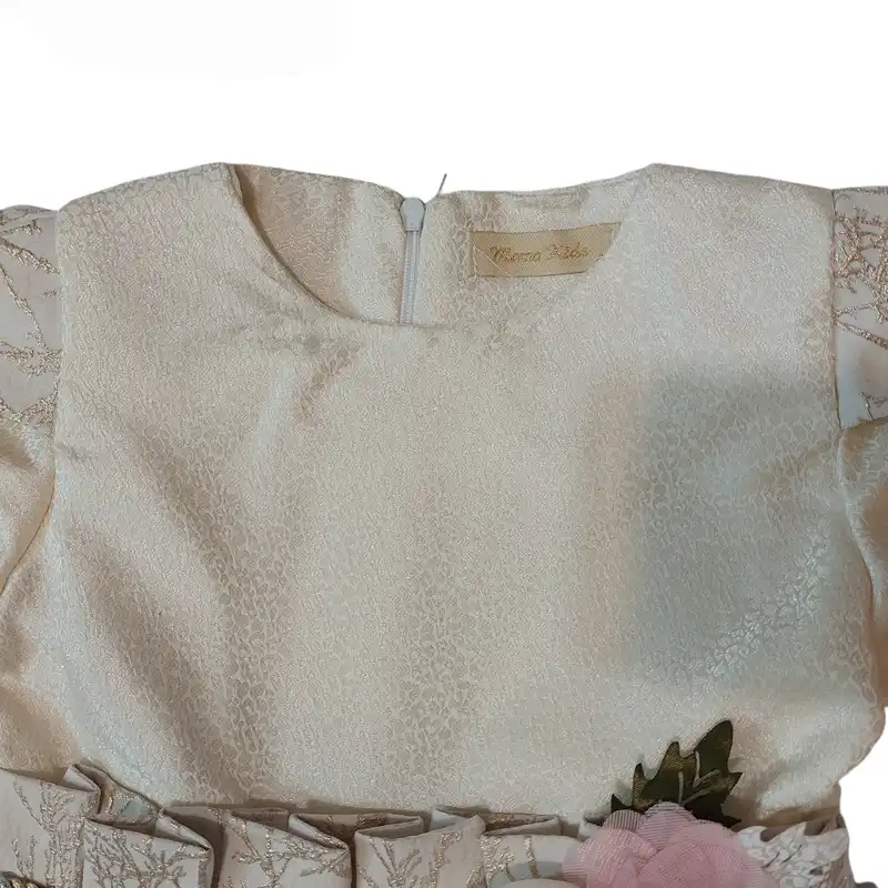 ست پیراهن و کیف دخترانه مدل ASH590 رنگ کرم