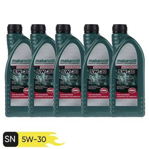 روغن موتور مبانول کد SN 5W-30 حجم 1 لیتر بسته 5 عددی
