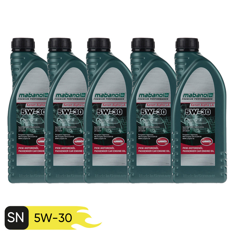 روغن موتور مبانول کد SN 5W-30 حجم 1 لیتر بسته 5 عددی
