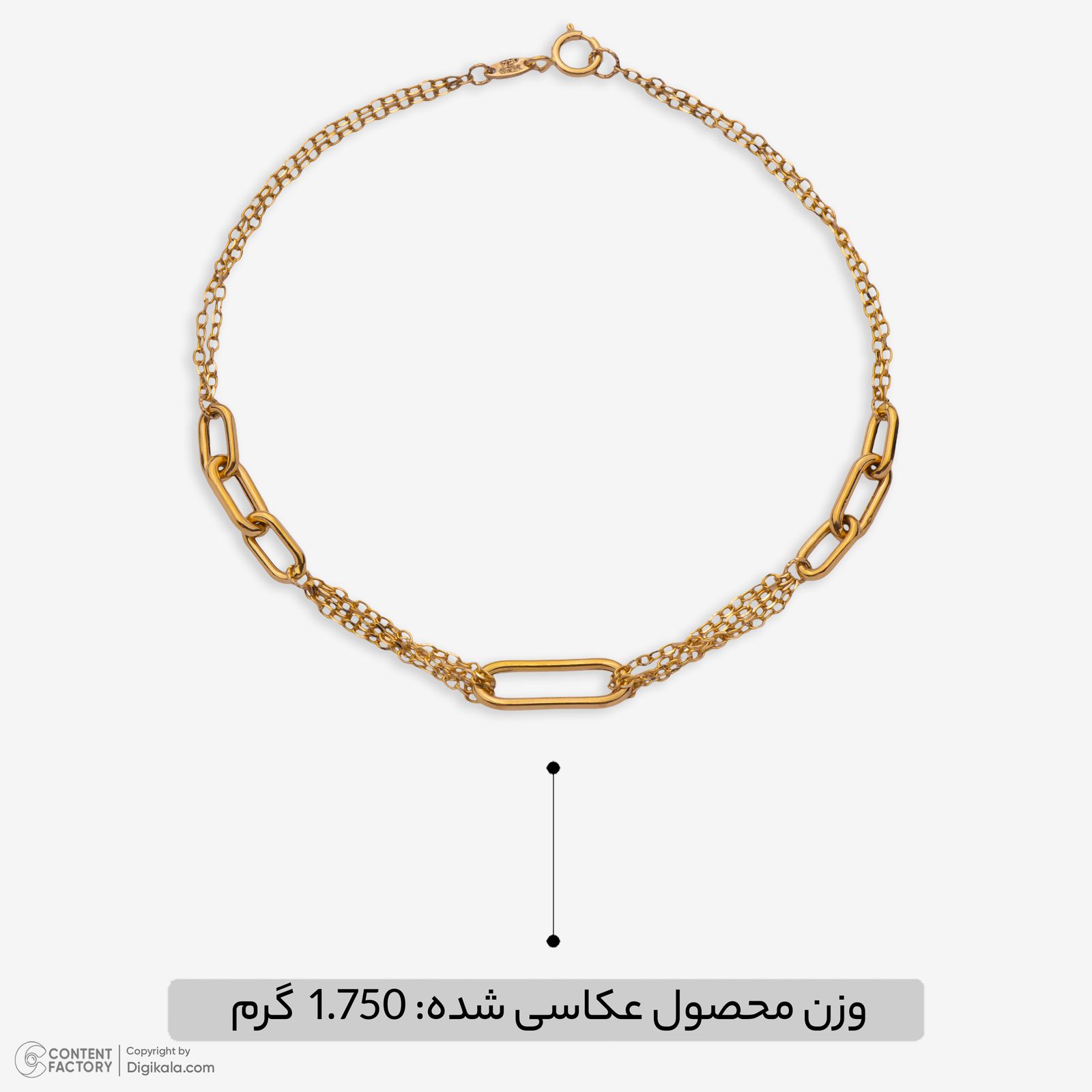 دستبند زنجیری طلا 18 عیار زنانه نگین مدل 106 -  - 4