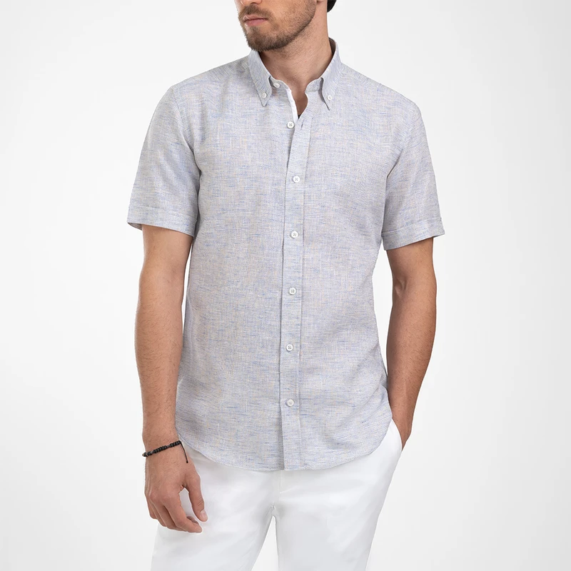 پیراهن آستین کوتاه یقه دکمه دار مردانه ام کی مدل 1898