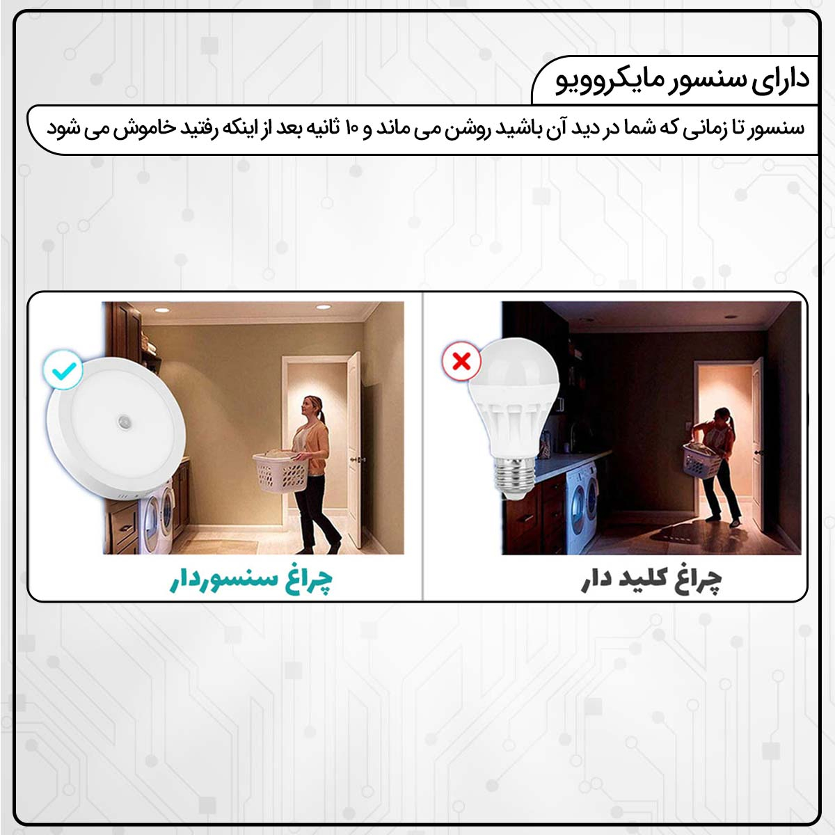 براکت 20 وات پارس شعاع توس طرح سنسور دار مدل مایکروویو براکت 20 وات پارس شعاع توس طرح سنسور دار مدل مایکروویو