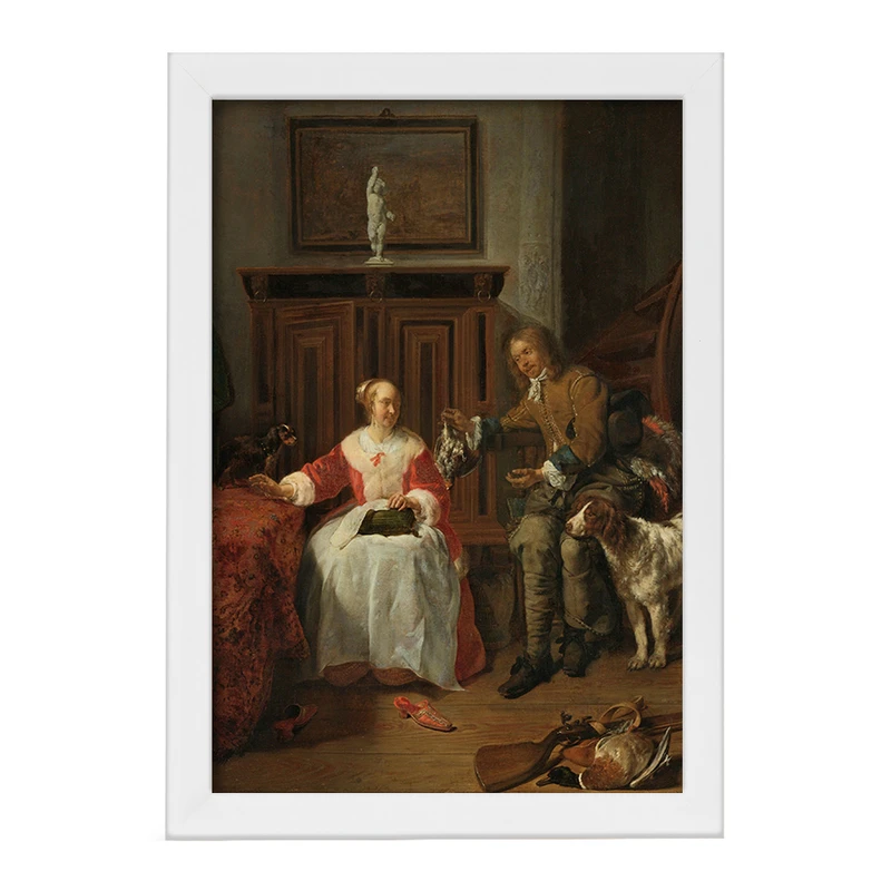 تابلو خندالو مدل نقاشی هدیه شکارچی اثر گابریل متسو کد F12280