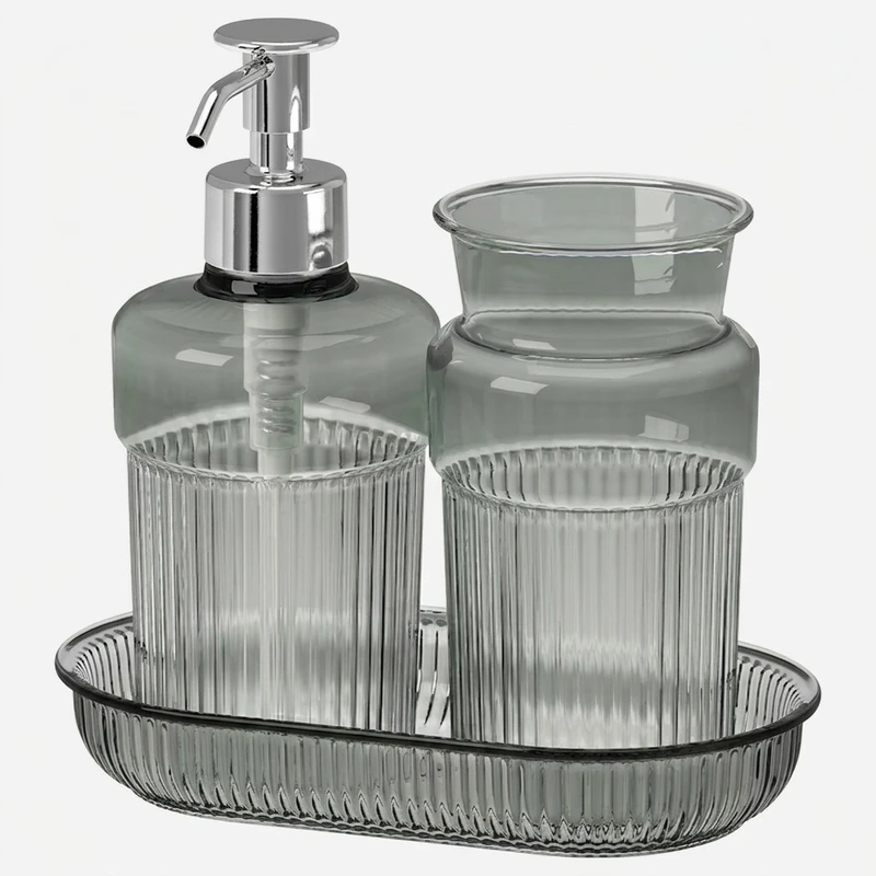 جا مایع و مسواک ایکیا مدل BROFJÄRDEN مجموعه 3 عددی به همراه استند