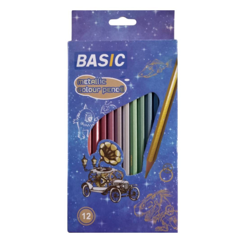 مداد رنگی 12 رنگ بیسیک مدل متالیک