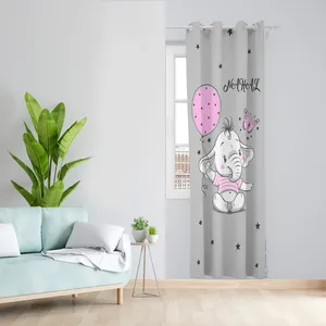  پرده مدل اتاق کودک مخمل پانچی طرح بچه فیل کد 1937 سایز 140x280 سانتی متر