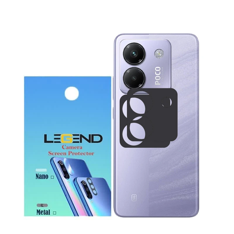 محافظ لنز دوربین لجند مدل قاب‌دار مناسب برای گوشی موبایل شیائومی Poco M7 Pro 5G بسته 2 عددی