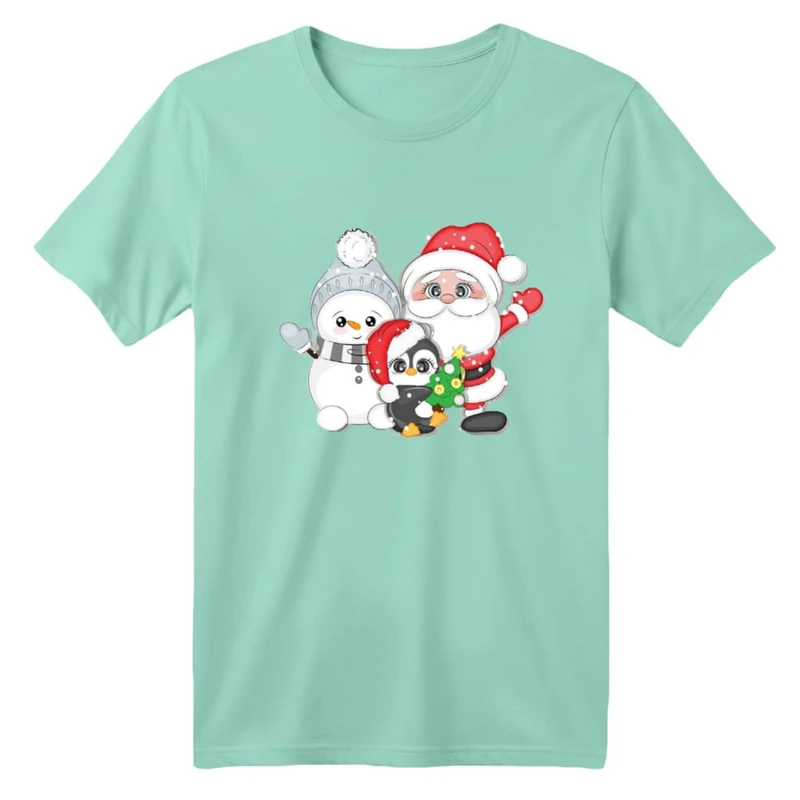 تی شرت آستین کوتاه بچگانه مدل پنگوئن کریسمس کد 4