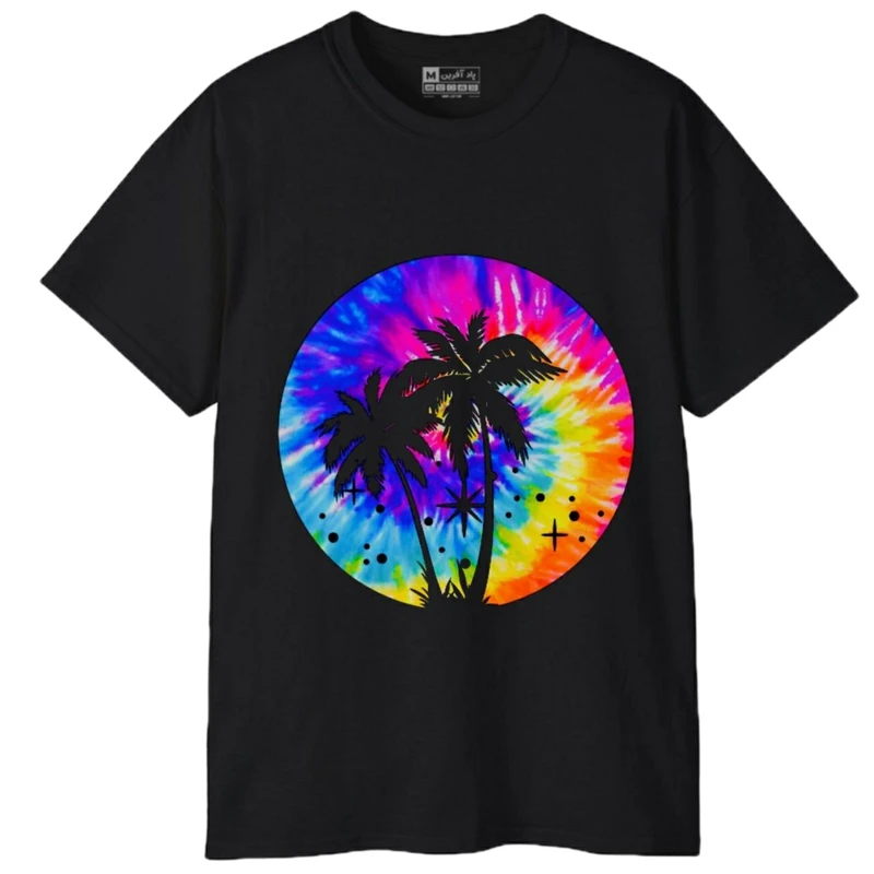 تی‌شرت آستین کوتاه مردانه پاد آفرین مدل درخت نخل کد 548 رنگ مشکی