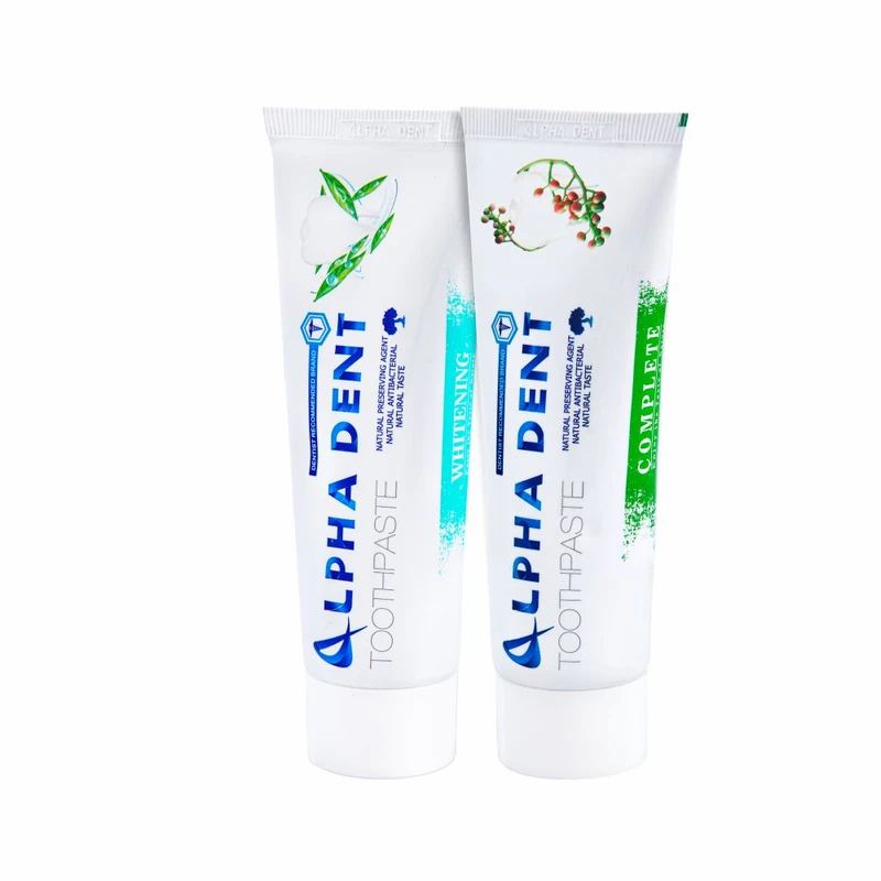 خمیر دندان آلفادنت مدل complete and whitening حجم 75 میلی لیتر بسته 2 عددی